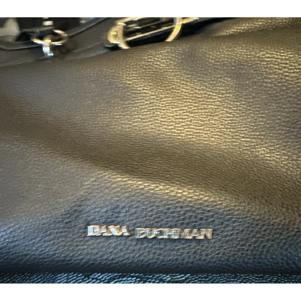 Dana Buchman Black Pebbled Satchel Double Handles Mobwife 2nd A pockets D Ring